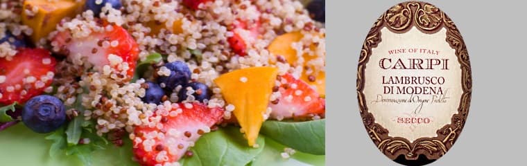 Sprudliga Carpi Lambrusco di Modena och en fräsch sommarsallad